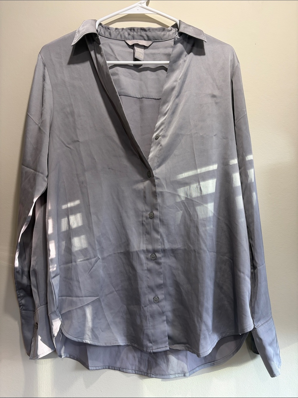 H&M Light Gray Button-Down Silk Shirt
